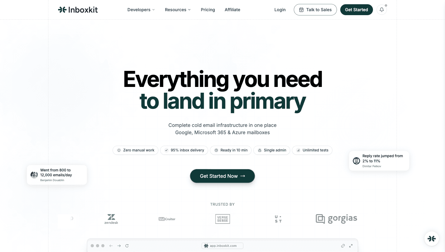 InboxKit homepage